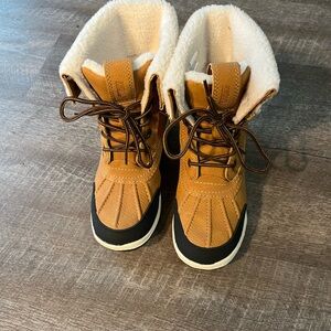 Tan and Black Winter Boots